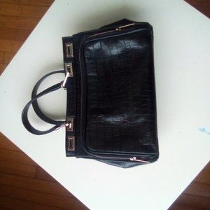 Lancel embossed leather handbag, silver hardware